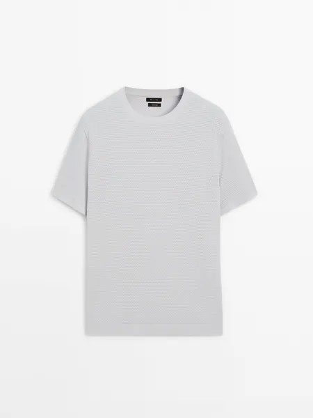 Футболка из 100% хлопка с текстурным трикотажем Massimo Dutti, серый