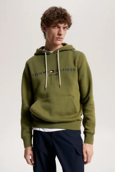 Зеленое худи с логотипом Tommy Hilfiger, зеленый