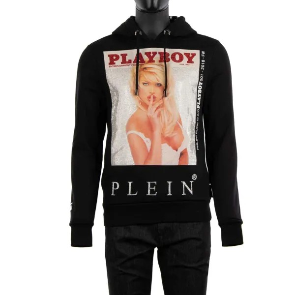 Толстовка Philipp Plein X Playboy Victoria Silvstedt со стразами и логотипом, черная 08358
