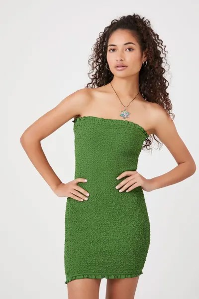 Мини-платье со сборками Forever 21, авокадо