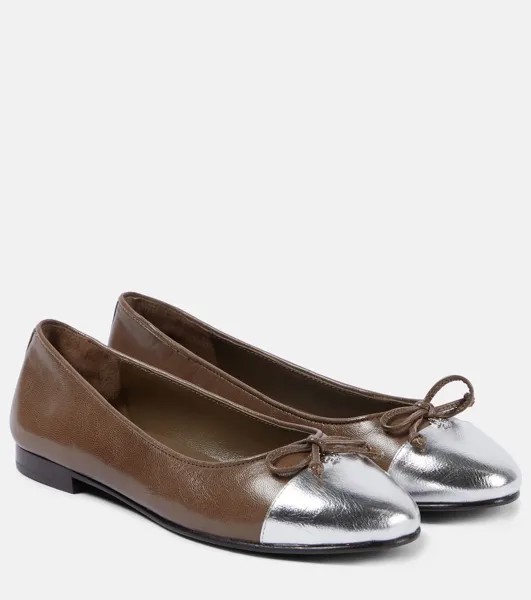 Кожаные балетки Cap-Toe Tory Burch, коричневый