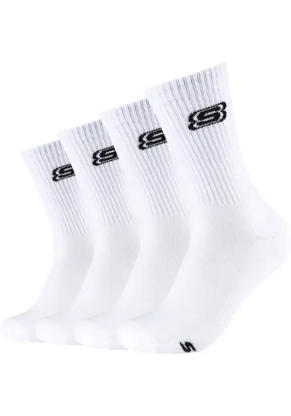 Носки Skechers (4 шт.) с усиленной пяткой и носком для долговечности, белый