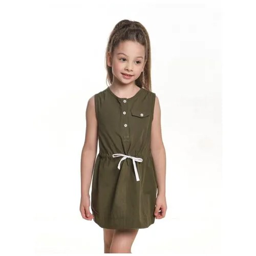 Платье Mini Maxi, хлопок, однотонное, размер 110, хаки