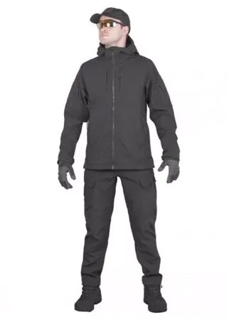 Тактический костюм мужской софтшелл GONGTEX SMARTFOX SOFTSHELL, весна - осень, цвет Черный (Black)-L