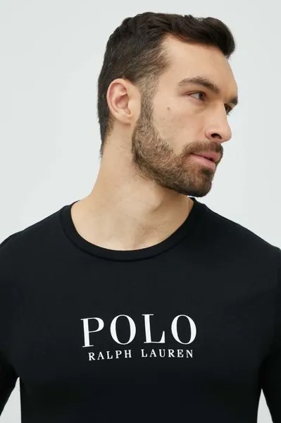 Хлопковая пижама с длинными рукавами Polo Ralph Lauren, черный