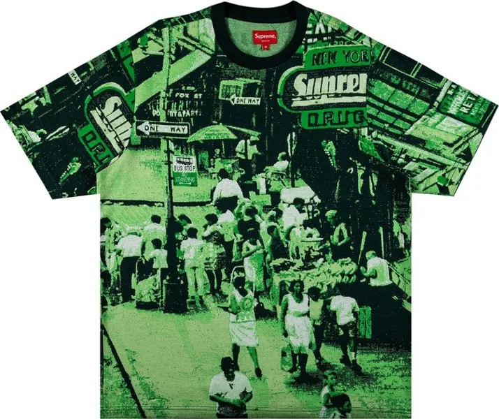 Футболка Supreme Street Scene Jacquard Short-Sleeve Top 'Green', зеленый