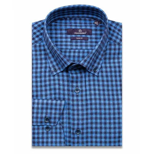 Рубашка POGGINO, размер S (37-38 cm.), синий