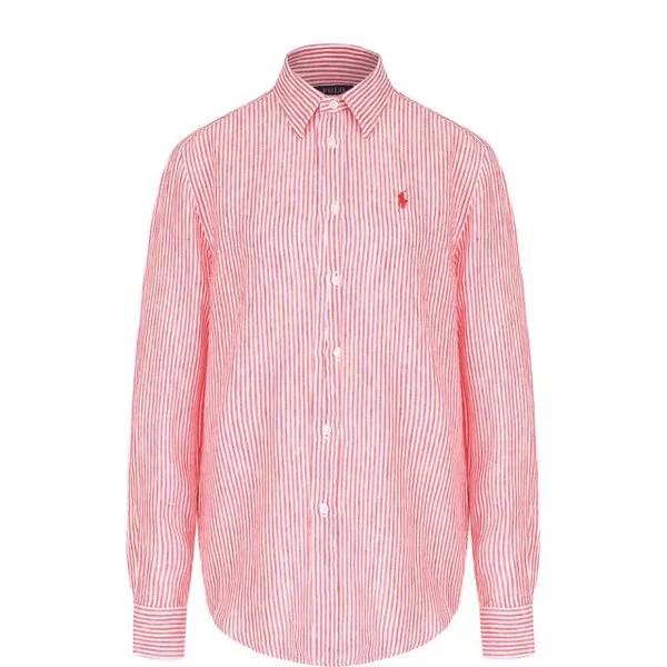 Льняная блуза прямого кроя в полоску Polo Ralph Lauren