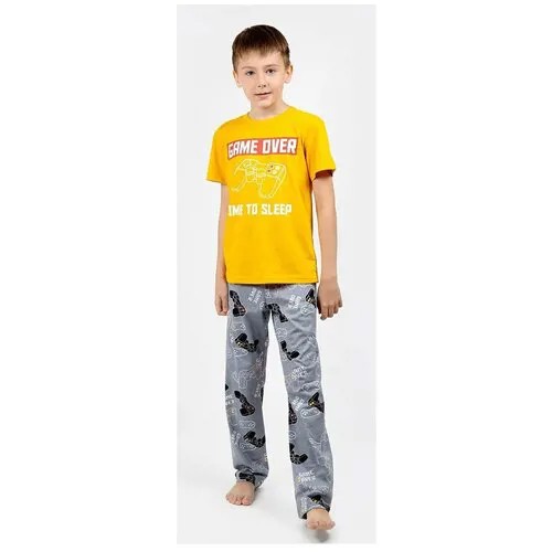 Пижама для мальчика с принтом MOR, TS9-4-7181, горчичная, размер 164