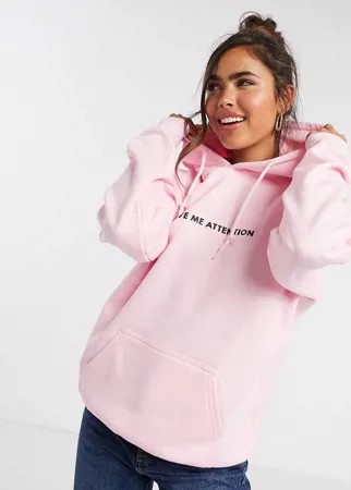 Skinny Dip slogan hoodie in pink-Розовый