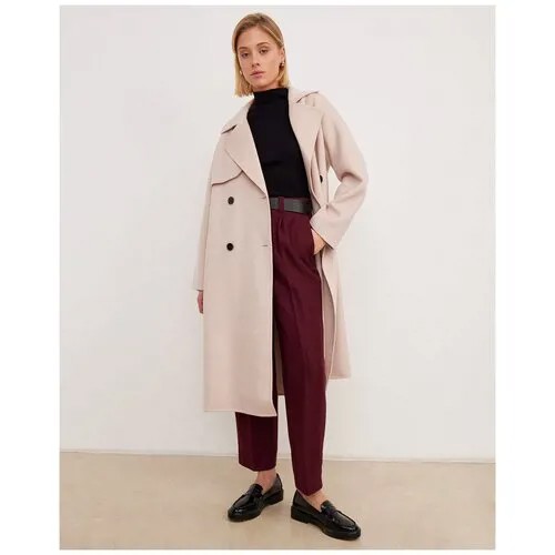 COCOS Шерстяное двубортное пальто с поясом, пастельно-розовый, OS