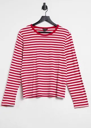 Красный лонгслив в полоску Monki