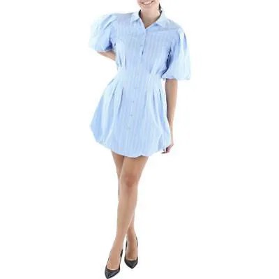 Женское синее мини-платье-рубашка с острым воротником Jonathan Simkhai 6 BHFO 3406