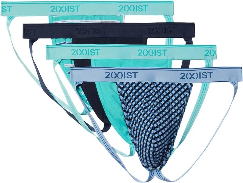 Трусы Stretch 3+1 Jock Strap 2(X)IST, цвет Printed Stripe/Navy Blazer/Turquoise/Georgette X Print