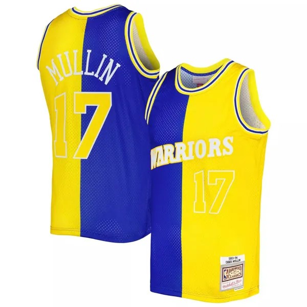 Мужская майка Mitchell & Ness Chris Mullin Royal/Gold Golden State Warriors Hardwood Classics 1993-94 Split Swingman
