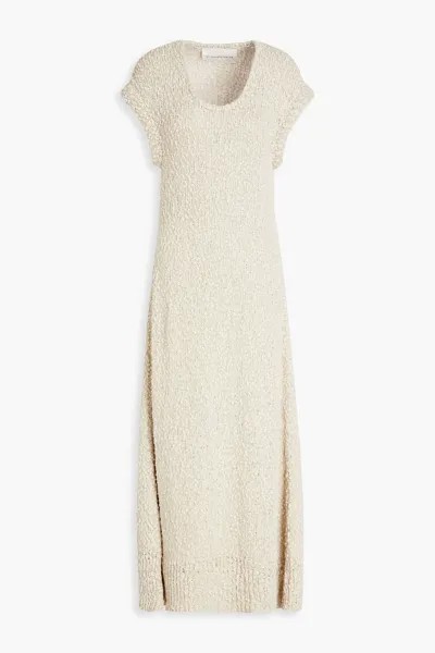 Платье миди атласной вязки букле из хлопка и льна BY MALENE BIRGER, экру