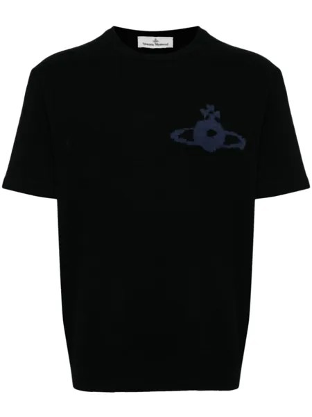 Vivienne Westwood футболка из смеси шерсти и кашемира с логотипом Orb, черный