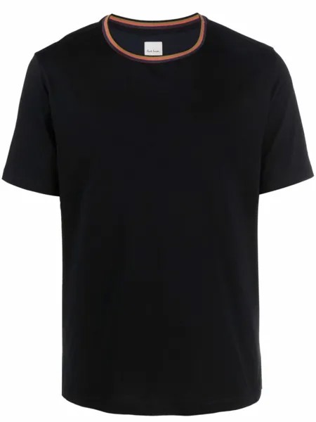Paul Smith футболка из органического хлопка с отделкой в полоску, черный