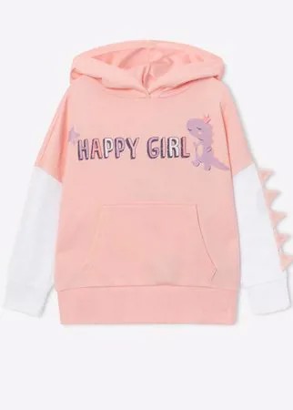 Розовое худи с принтом HAPPY GIRLS для девочки Gloria Jeans