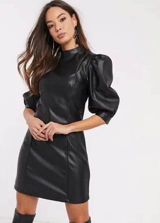 Черное платье мини из искусственной кожи Vero Moda-Черный