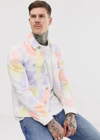 Джинсовая куртка в стиле вестерн с принтом тай-дай ASOS DESIGN-Белый