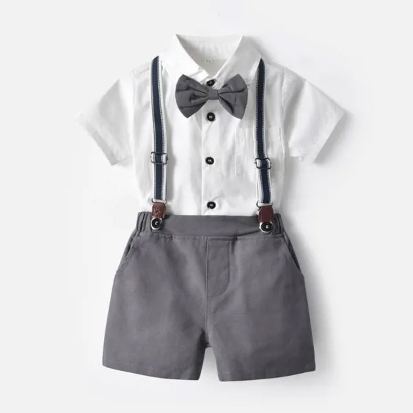Летняя одежда для маленьких мальчиков, Повседневная хлопковая рубашка с коротким рукавом для младенцев, комбинезоны, костюмы, испанские па...