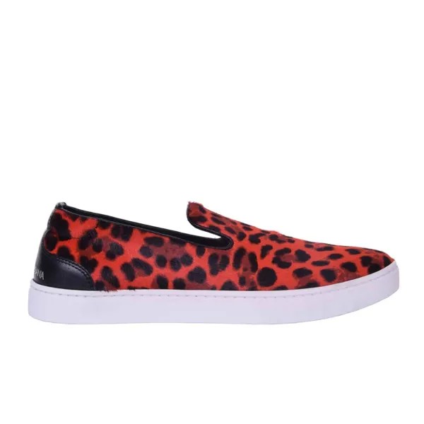Dolce - Gabbana Меховые слипоны Кроссовки LONDON Shoes Leopard Red 06243