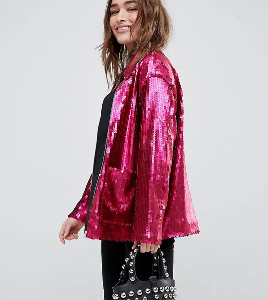 Куртка с пайетками ASOS DESIGN Petite-Розовый