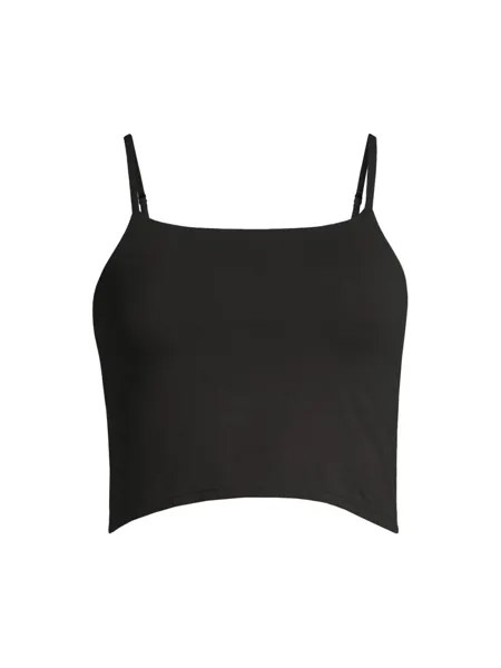 Укороченный топ на бретелях из эластичного хлопка Gia Skin, черный