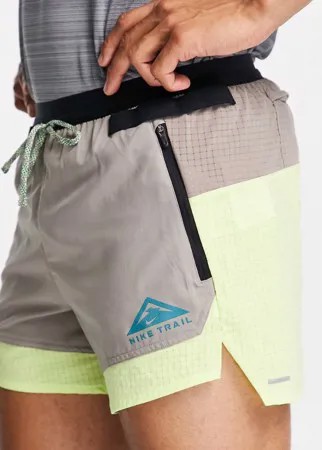 Шорты лаймового цвета длиной 5 дюймов Nike Running Trail Flex Stride-Зеленый цвет