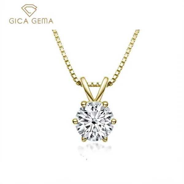 Bague Ringen 100% 925 стерлингового серебра 1ct муассанит ожерелье для женщин Кулон Помолвка Свадебная вечеринка Подарки