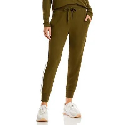 Женские зеленые вязаные брюки с полосками по бокам, удобные спортивные штаны для отдыха, S BHFO 3623
