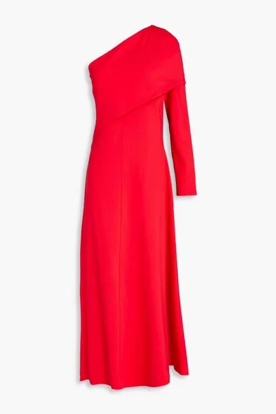 Платье миди из эластичного джерси с одним рукавом Halston, красный