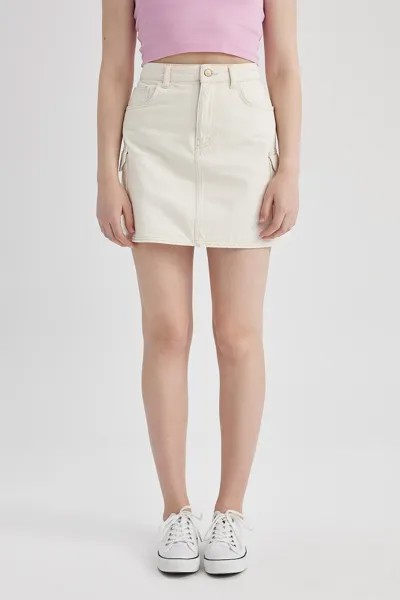 Короткая юбка-карго Defacto, белый