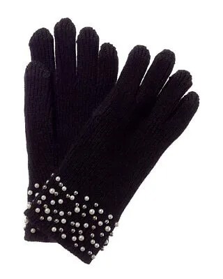 Женские кашемировые перчатки Qi Cashmere в рубчик, украшенные жемчугом