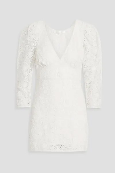 Платье мини Faye из английской органзы с вышивкой бродери Loveshackfancy, цвет Off-white