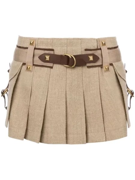 Юбка мини со складками Alberta Ferretti, бежевый
