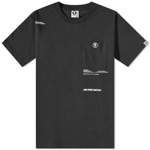 Футболка Aape Now Silicone Badge Pocket Tee, черный