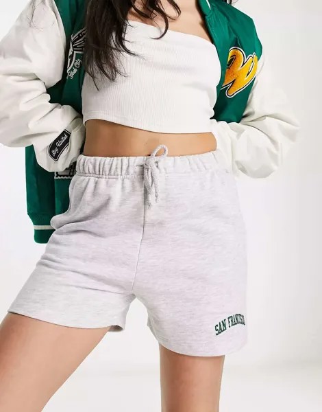 Короткие шорты серого цвета с эластичной резинкой на талии Pull&Bear