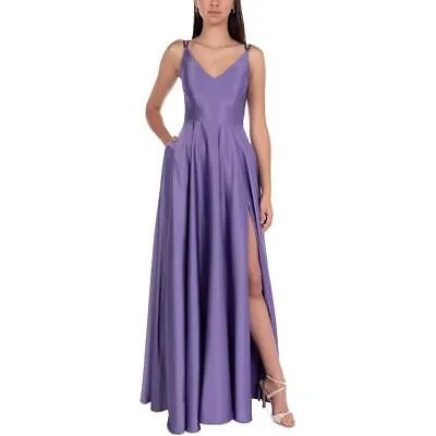 Женское фиолетовое атласное вечернее платье B. Darlin с v-образным вырезом для юниоров 7/8 BHFO 0512