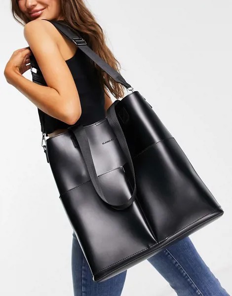 Черная сумка-тоут с ремешком на плечо и двумя карманами Claudia Canova-Черный цвет