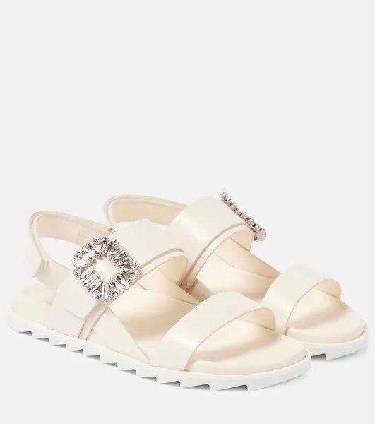 Кожаные сандалии Slidy Viv' с декором Roger Vivier, белый