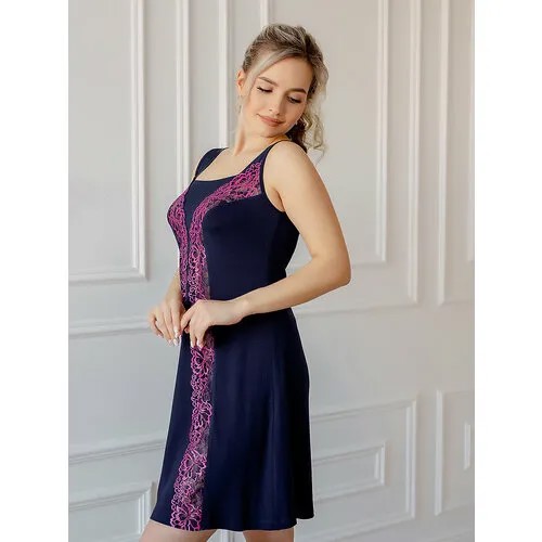Сорочка  Текстильный Край, размер 44, синий, фуксия