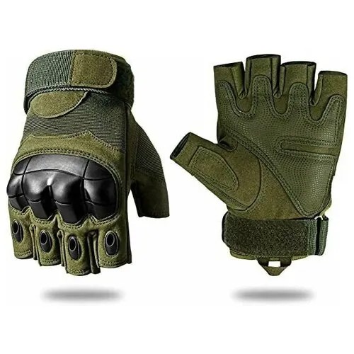 Тактические перчатки без пальцев зеленые