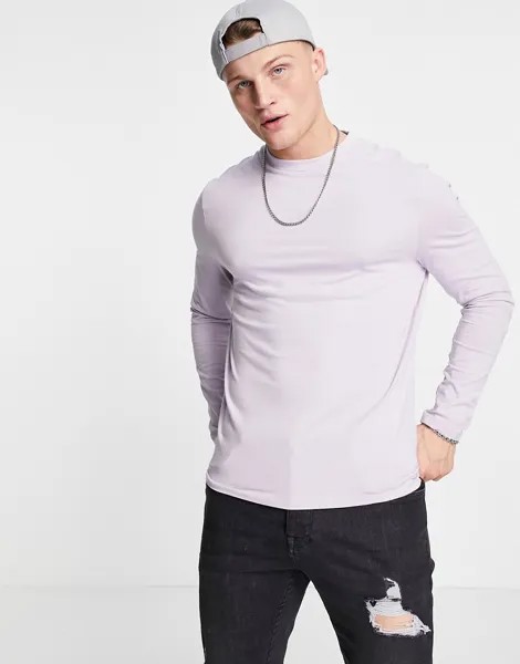 Светло-фиолетовый лонгслив с круглым вырезом ASOS DESIGN-Фиолетовый цвет