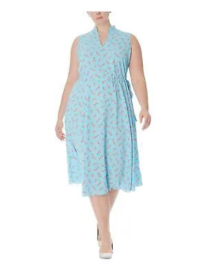 ANNE KLEIN Женское бирюзовое платье миди без рукавов с разрезом + расклешенное платье плюс 3X