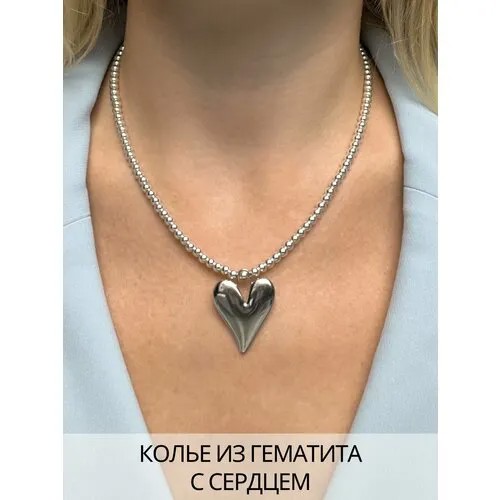 Колье, гематит, длина 44 см, металл