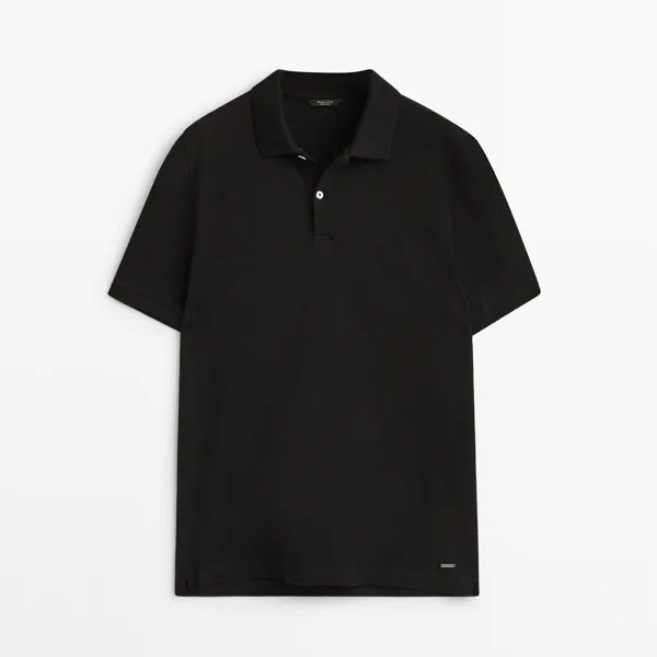 Футболка-поло Massimo Dutti Pique 100% Cotton, черный