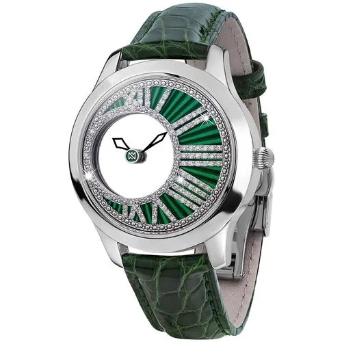 Наручные часы НИКА, серебро, бриллиант, зеленый