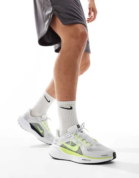 Nike Running – Air Zoom Pegasus 41 – Бело-желтая спортивная обувь